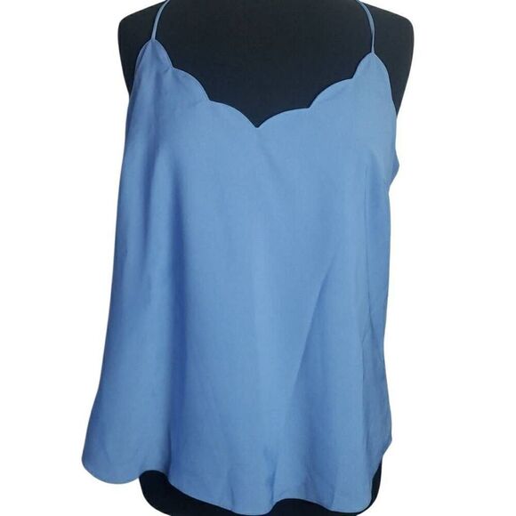 J.Crew Mercantile Blue Scallop Edge Tank Top Size 12 - Picture 1 of 9